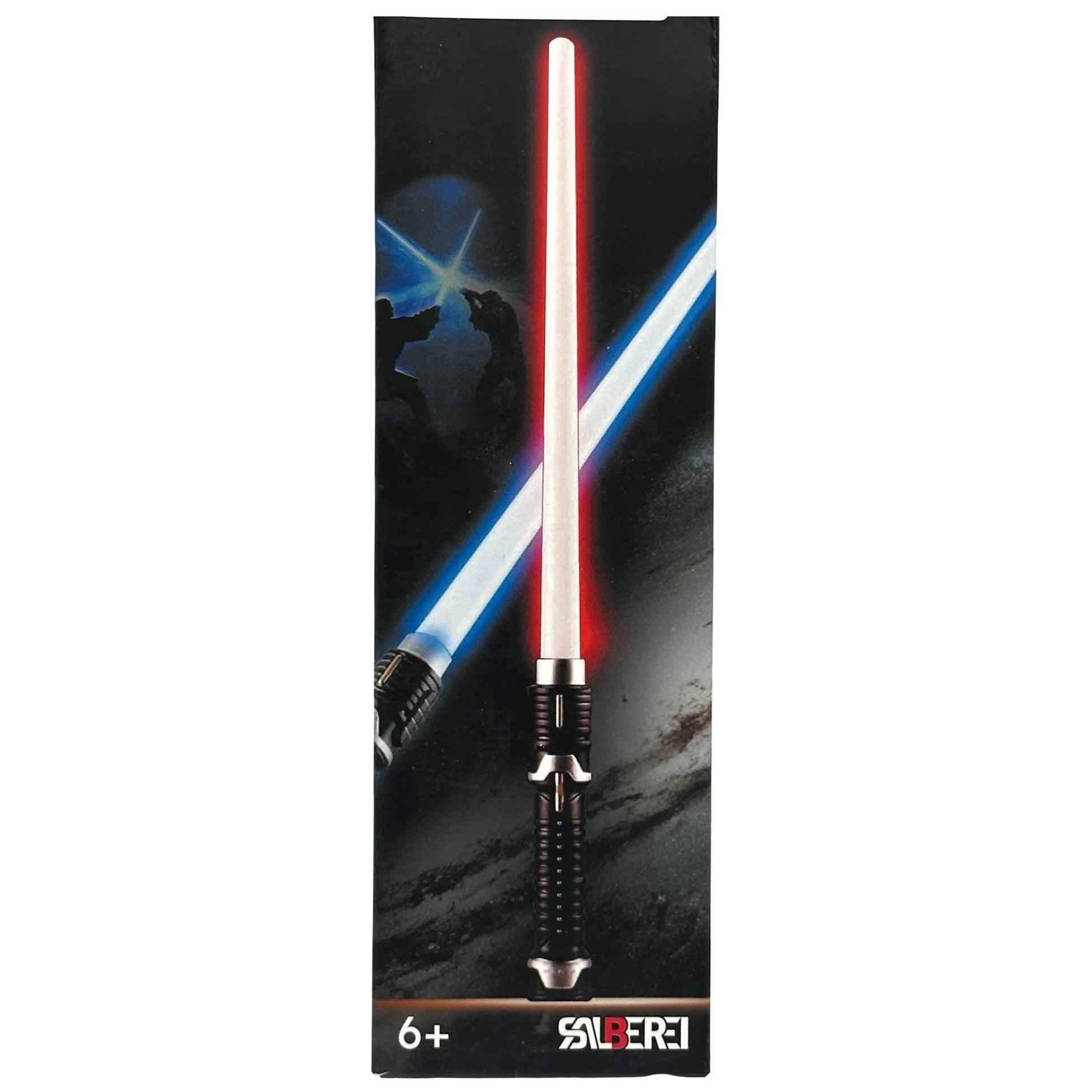 Toy lightsaber in packaging.